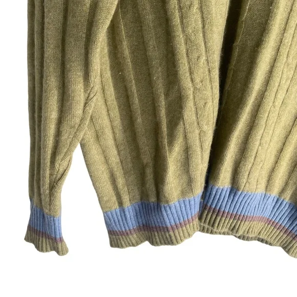 HOUSE OF CASHMERE MENS V-NECK PULLOVER SWEATER | 100% CASHMERE |GREEN | SIZE XL - Picture 8 of 9